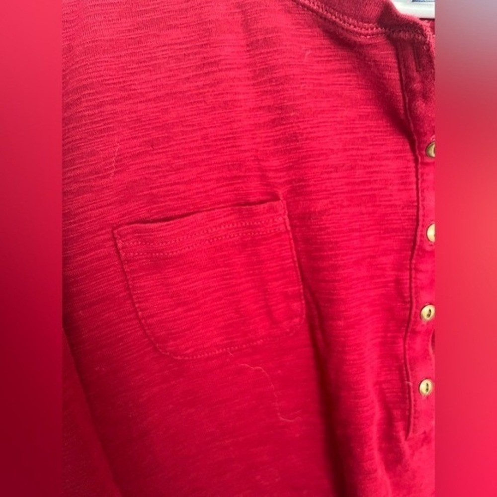 CHAPS Red Waffle Knit Henley Top 3XL Cabincore - Picture 4 of 7